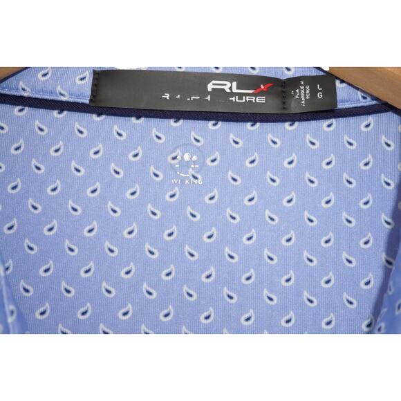 RLX Ralph Lauren Blue Micro Paisley Golf Polo Shirt Men’s Size Large Wicking - Picture 4 of 4